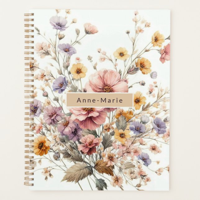Floral modern pink mädchenhaft elegant stilvoll planer (Vorderseite)