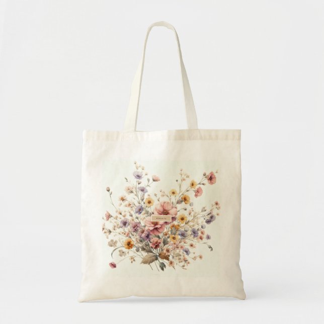 Floral modern pink mädchenhaft elegant stilvoll tragetasche (Vorne)