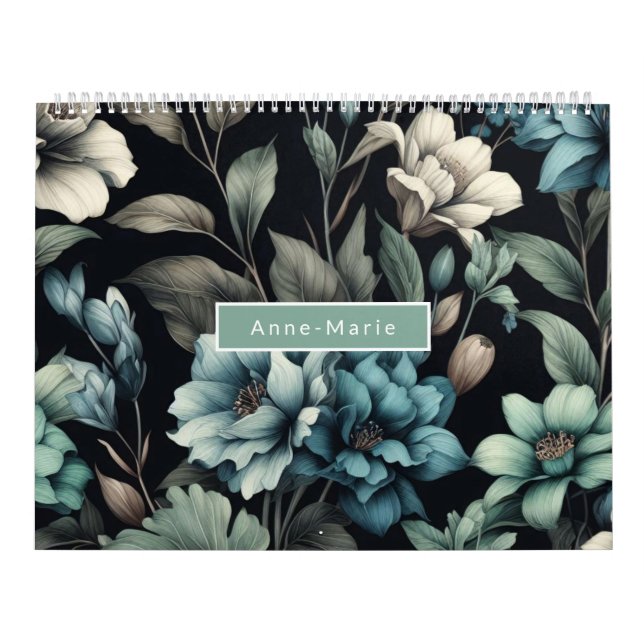 Floral modern schwarz, gürlich elegant stilvoll kalender (Titelbild)