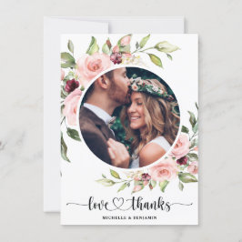 Floral Moderne élégant mariage Merci Carte photo