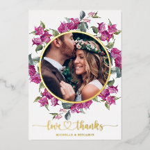 Floral Moderne élégant mariage Merci Carte photo