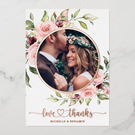 Floral Moderne élégant mariage Merci Carte photo