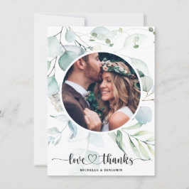 Floral Moderne Elegante Hochzeit Danke Foto Card