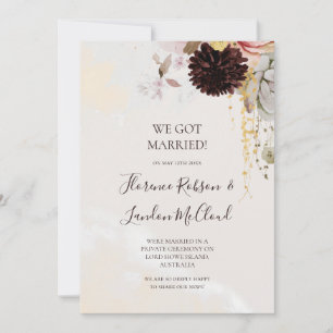 Floral moderne   Faire-part Elopement aquarelle