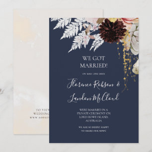 Floral moderne   Marine Elopement Faire-part