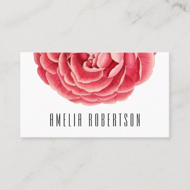 Floral moderne minimalistische Rose Visitenkarte (Vorderseite)