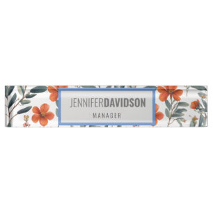 Floral Modernes Minimalistisch Elegantes Beruflich Namensplakette