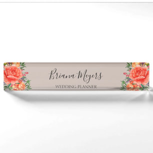 Floral Modernes Tauerngeschäft Namensplakette