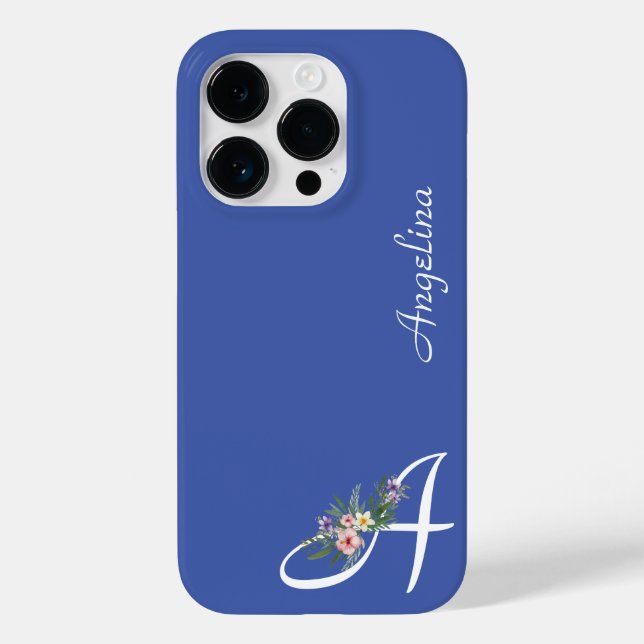 Floral Monogram A Retirement Case-Mate iPhone 14 Pro Hülle (Rückseite)
