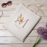 Floral Monogram Bridesmaid Junggeselinnen-Abschied Tragetasche<br><div class="desc">Eine schicke und trendige Vintage florale mit Monogramm Initial und Name Junggeselinnen-Abschied Tote Tasche. Das ideale Geschenk für Ihre Lieblingsmädchen.</div>