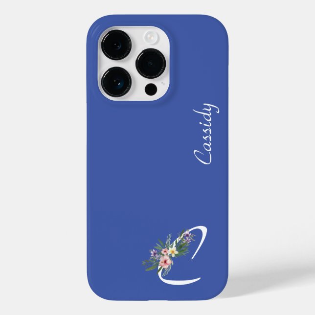 Floral Monogram c Retirement Case-Mate iPhone 14 Pro Hülle (Rückseite)