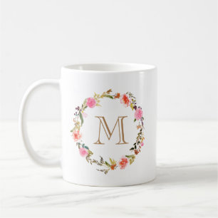 Floral Monogram Coffe Tasse