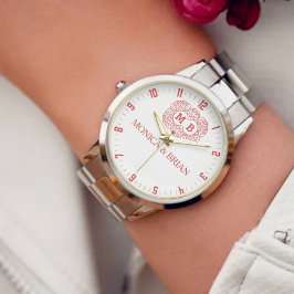 Floral Monogram Couple’s Name Armbanduhr