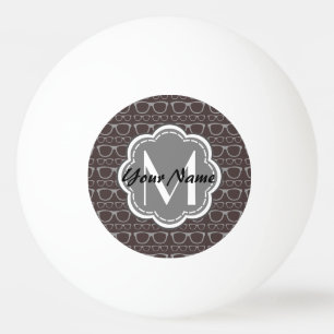 Floral Monogram Dark Nerd Brillenmuster Tischtennisball