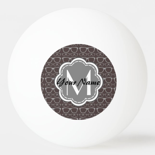 Floral Monogram Dark Nerd Brillenmuster Tischtennisball (Vorderseite)