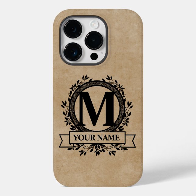 Floral Monogram Design Case-Mate iPhone 14 Pro Hülle (Rückseite)