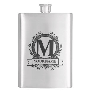 Floral Monogram Design Flachmann