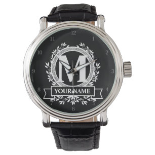 Floral Monogram Design Watch Armbanduhr