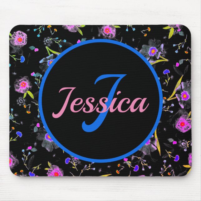 Floral Monogram Elegant Mousepad (Vorne)