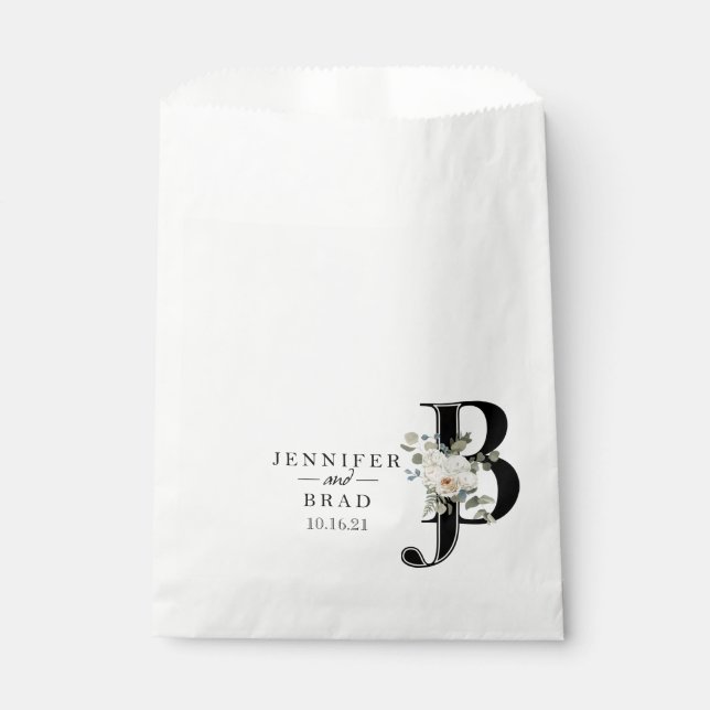 Floral Monogram Gastgeschenk Hochzeit Cake Bags Geschenktütchen (Vorderseite)