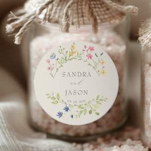Floral Monogram Hochzeitsgeschenk Aufkleber