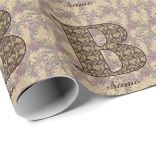 Floral Monogram Initial B Your Name Elegant Geschenkpapier