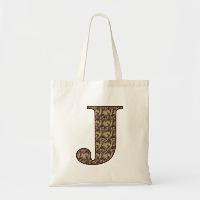 Floral Monogram Initial J Elegant Tragetasche (Vorne)
