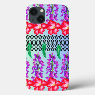 Floral Monogram iPhone 13 Fall, Blue Hintergrund Case-Mate iPhone Hülle