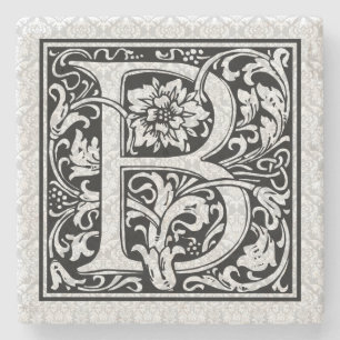 Floral Monogram Letter B Vintager Text Steinuntersetzer