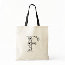 Floral Monogram Letter F Wiederverwendbare Leinwan