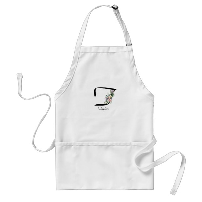 Floral Monogram letter T Retirement Apron Schürze (Vorne)
