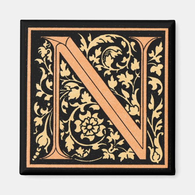 Floral Monogram 'N' - Magnet (Vorne)