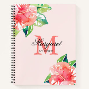 Floral Monogram Personal Cooking Rezepte Notebook Notizbuch