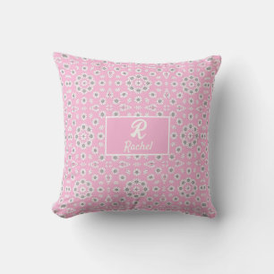 Floral Monogram Pink Throw Kissen