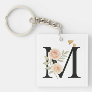 > _Floral Monogram Schlüsselanhänger - Letter M_