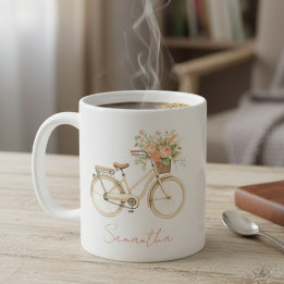 Floral Monogram Vintage Bike Kaffeetasse