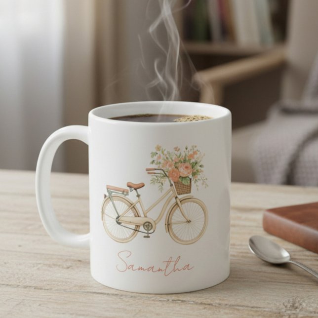 Floral Monogram Vintage Bike Kaffeetasse (Von Creator hochgeladen)