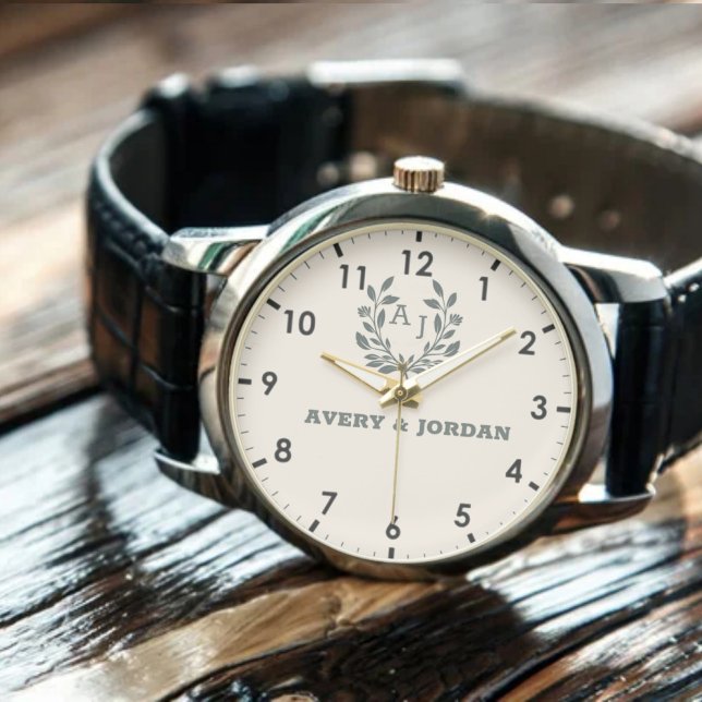 Floral Monogram Wedding Gift for Newlyweds  Armbanduhr (Von Creator hochgeladen)