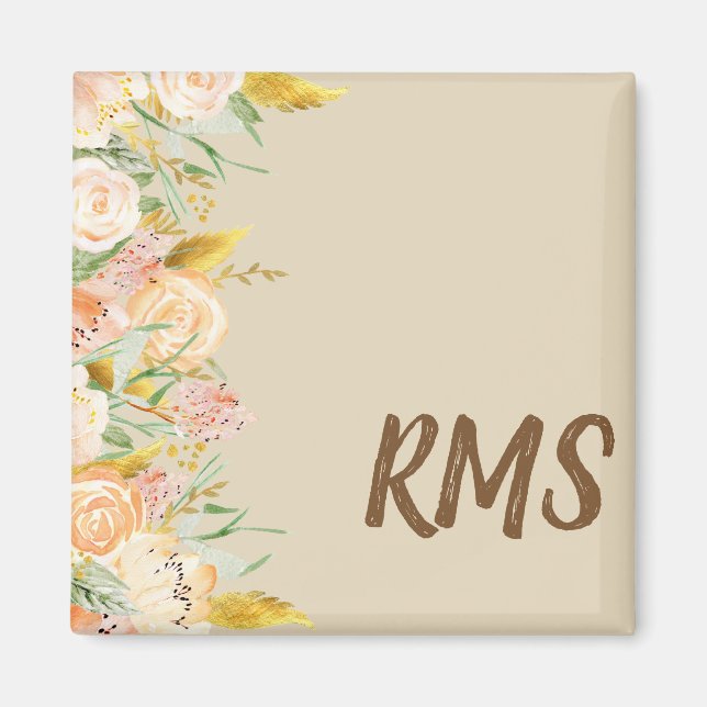 Floral-Monogramm an der Außenseite Magnet (Vorne)