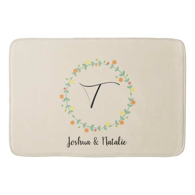 Floral Monogramm Badematte (Vorderseite)