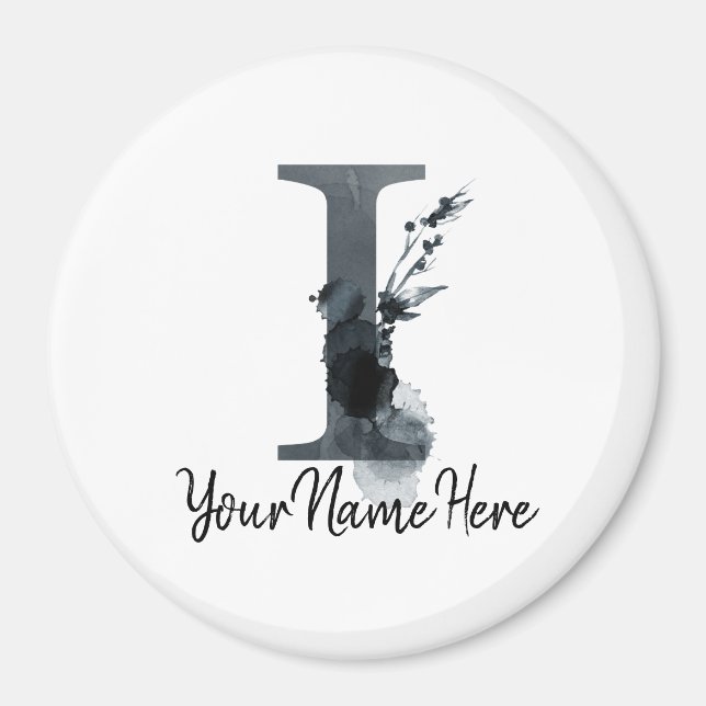 Floral Monogramm I Dark Herb Foliage Magnet (Vorne)