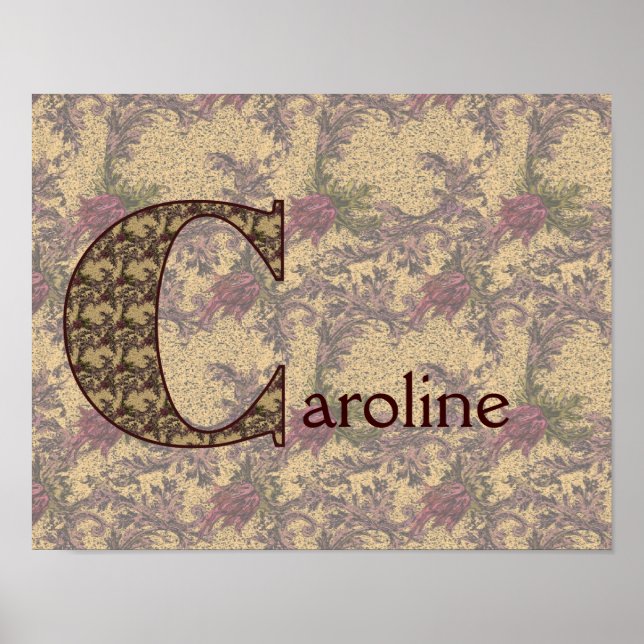 Floral Monogramm Ihr Name Initial C Elegant Poster (Vorne)