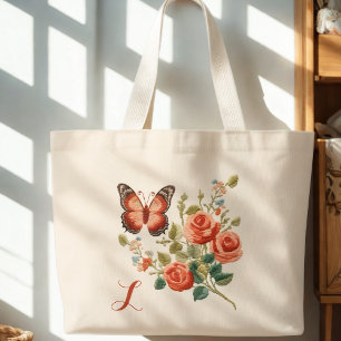 Floral Monogramm Jumbo Stoffbeutel