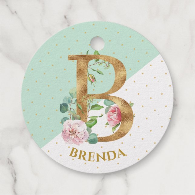 Floral monogramm leter B ist für Brenda Geschenkanhänger (Rückseite)