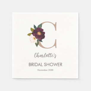 Floral Monogramm Letter C-Brautparty Serviette