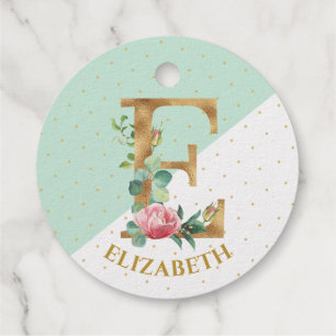 Floral monogramm Letter E für Elisabeth Geschenkanhänger