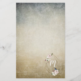 Floral Monogramm mit Vögeln Briefpapier