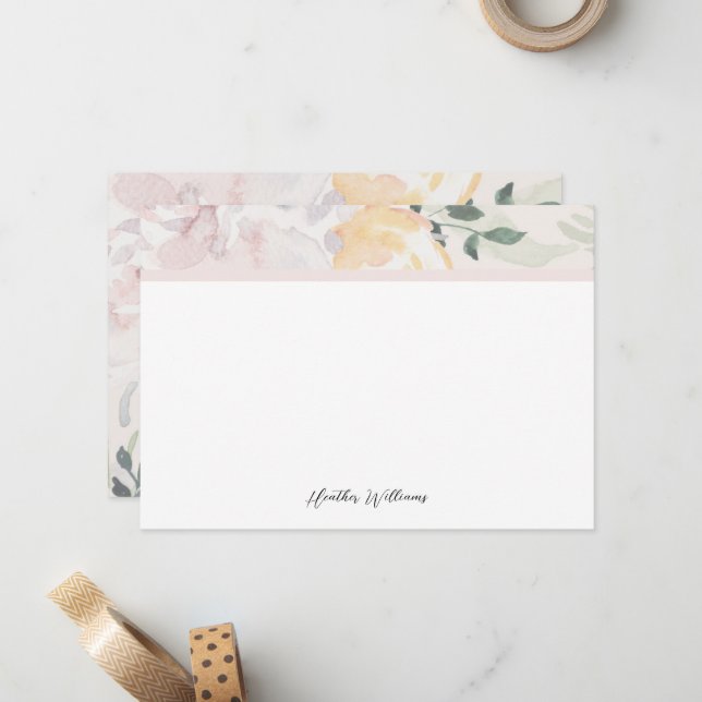 Floral Monogramm Mitteilungskarte (Vorderseite/Rückseite Beispiel)