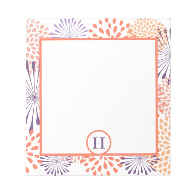 Floral Monogramm Notizblock (Vorderseite)