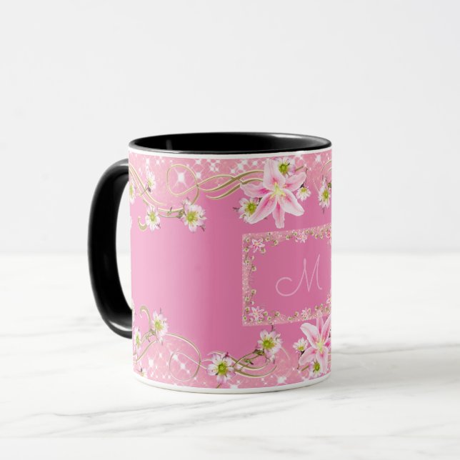 Floral Monogramm-Rose Tasse (Vorderseite Links)